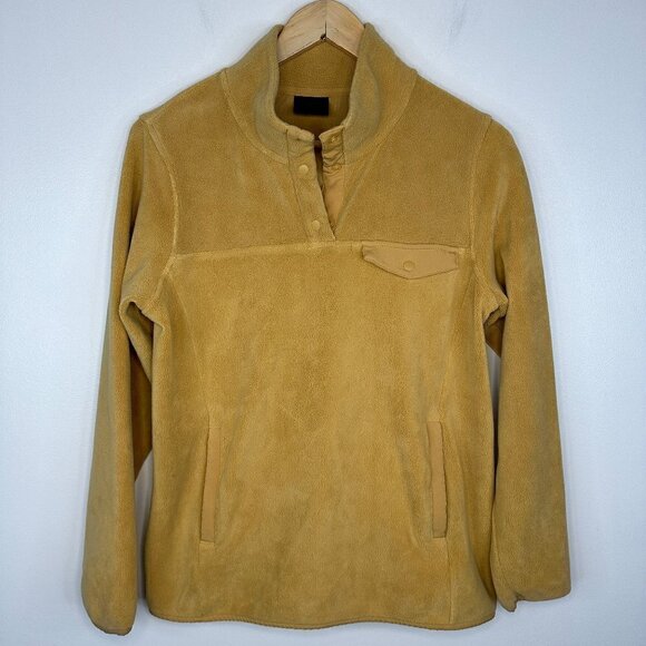 32 Degrees Heat Pullover Fleece Half Button Sweater Mustard Yellow Small - Picture 1 of 3